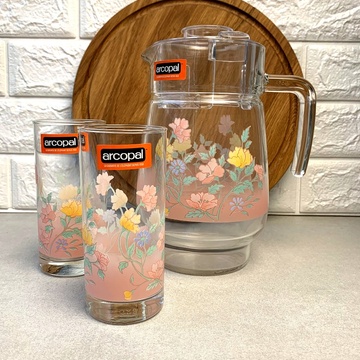Набір для напоїв з рожевими квітами Arcopal Elise 7 предметов (N3216) Arcopal