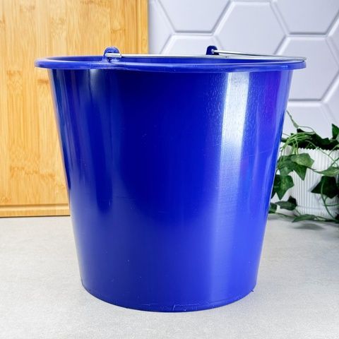 Ведро резиновое строительное 12 л металлическая ручка синее Plastiken 5312 Plastiken