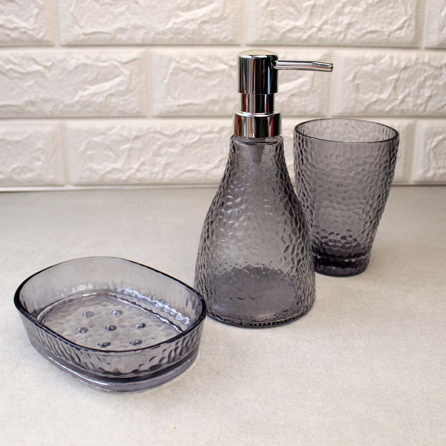 Набір скляних аксесуарів для ванної "Ф'южн Графіт" 3 предмета S&T
