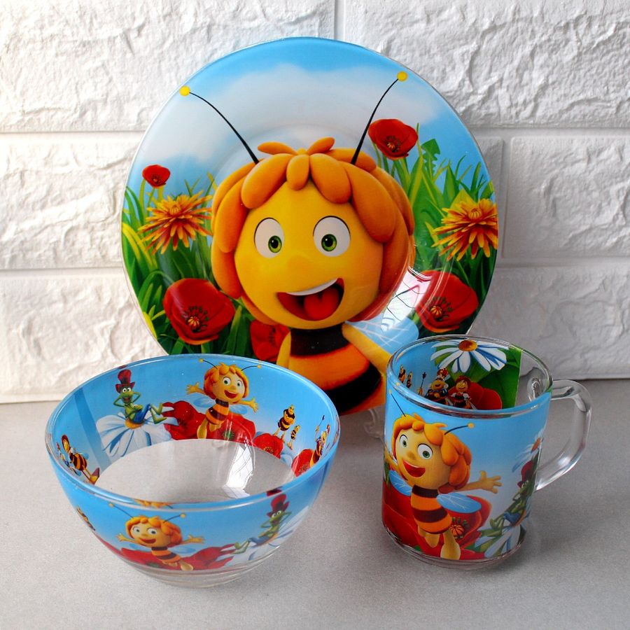 Подарочный набор посуды для детей 3 пр Пчёлка Майя, детская посуда Hell