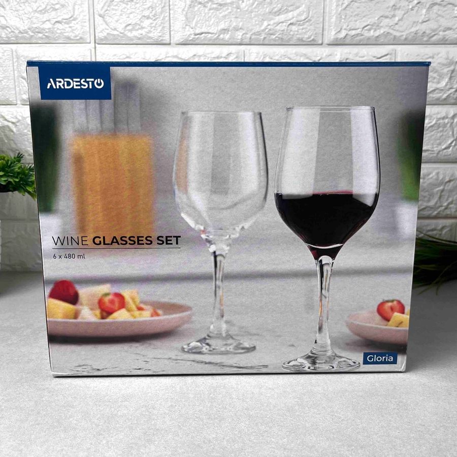 Набір скляних келихів для червоного вина ARDESTO Gloria 6 шт 480 мл Ardesto