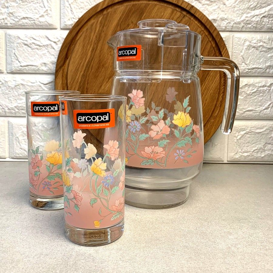Набір для напоїв з рожевими квітами Arcopal Elise 7предметов (N3216) Arcopal