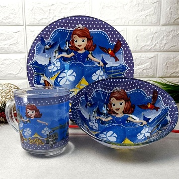 Набір дитячого посуду для дівчаток Принцеса Софія У синій сукні, дитячий посуд Hell