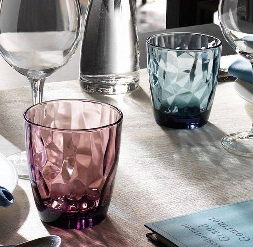 Набір низьких синіх склянок із гранями 6 шт 305мл Bormioli Ocean Blue Bormioli Rocco