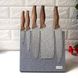 Набір кухонних мармурових ножів Шеф-кухар 6 предметів на мармуровій магнітній підставці Kamille