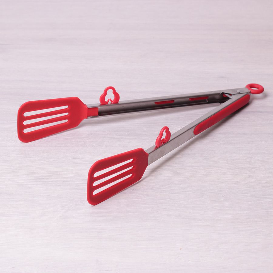 Щипці-лопатки силіконові 30.5 см з ручками з нержавіючої сталі Kamille