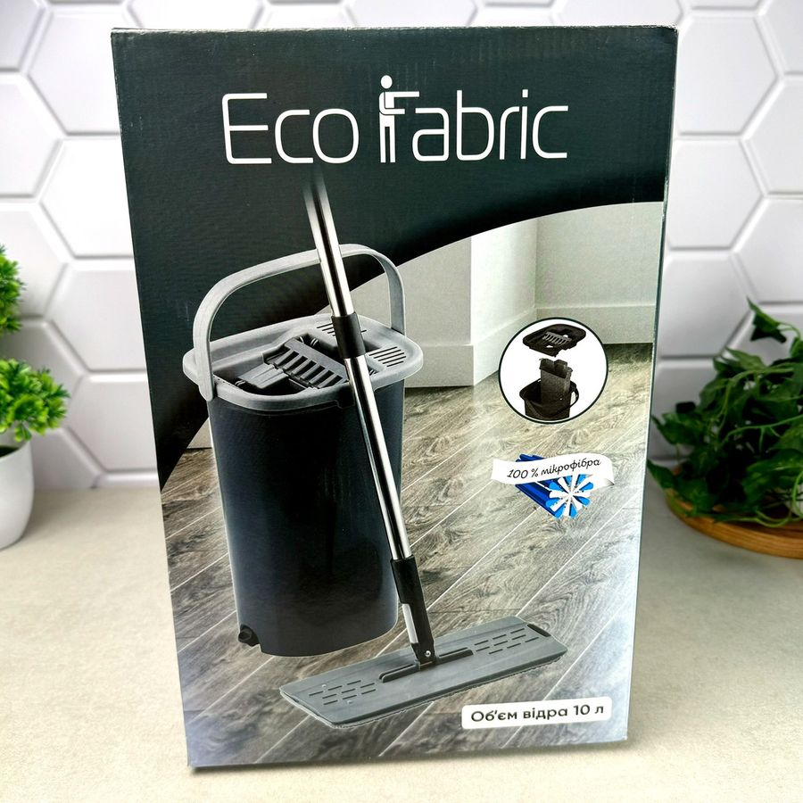 Набор для уборки (плоская швабра+ведро с авто-отжимом) EcoFablic Prof-Pack