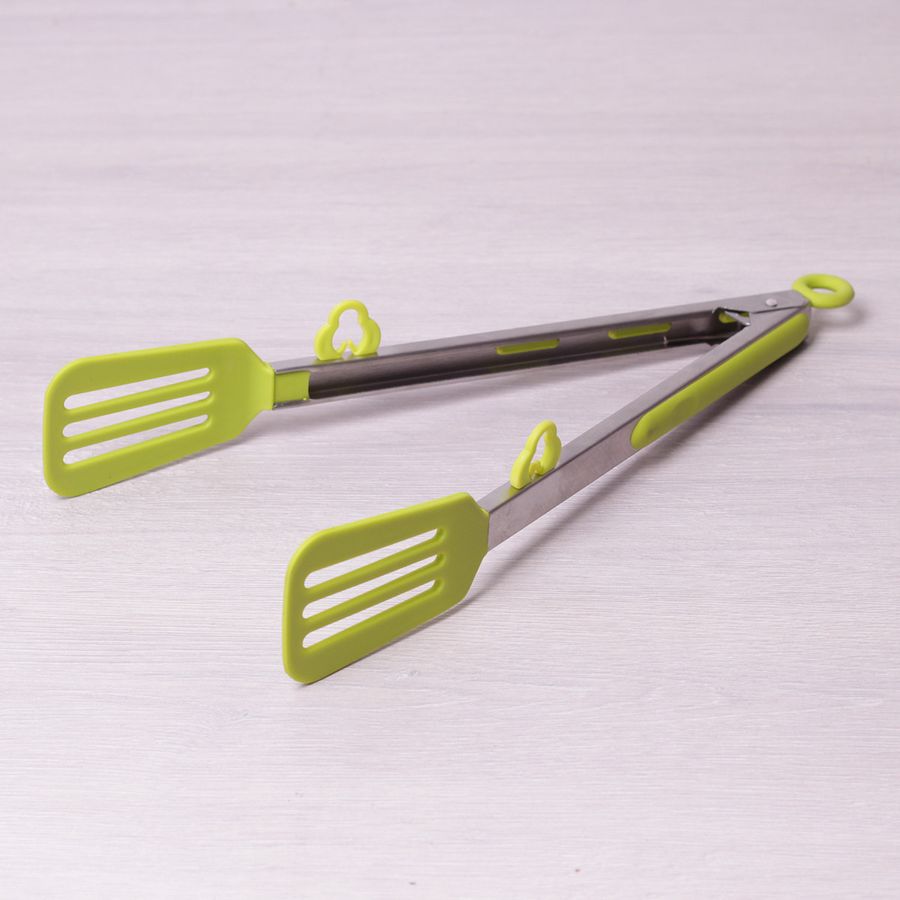 Щипці-лопатки силіконові 30.5 см з ручками з нержавіючої сталі Kamille