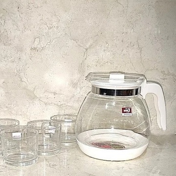 Скляний чайник заварювальний з чашками HLS 1500 мл (5544) Hell