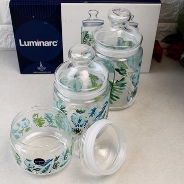 Баночки в подарунковій упаковці 3 шт Luminarc Jar Tropical Foliage 0,5 + 0,75 + 1 л (p4834) Luminarc