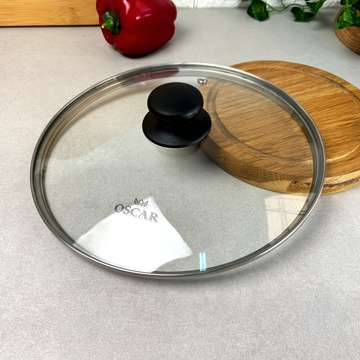 Универсальная стеклянная крышка 24 см для кухонной посуды с пароотводом Hell