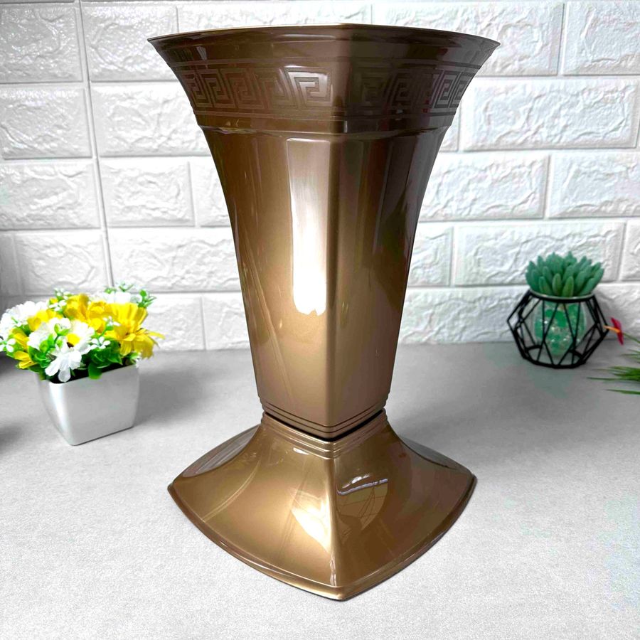 Універсальна підлогова пластикова ваза 39см золотистого кольору Ламела Ламела