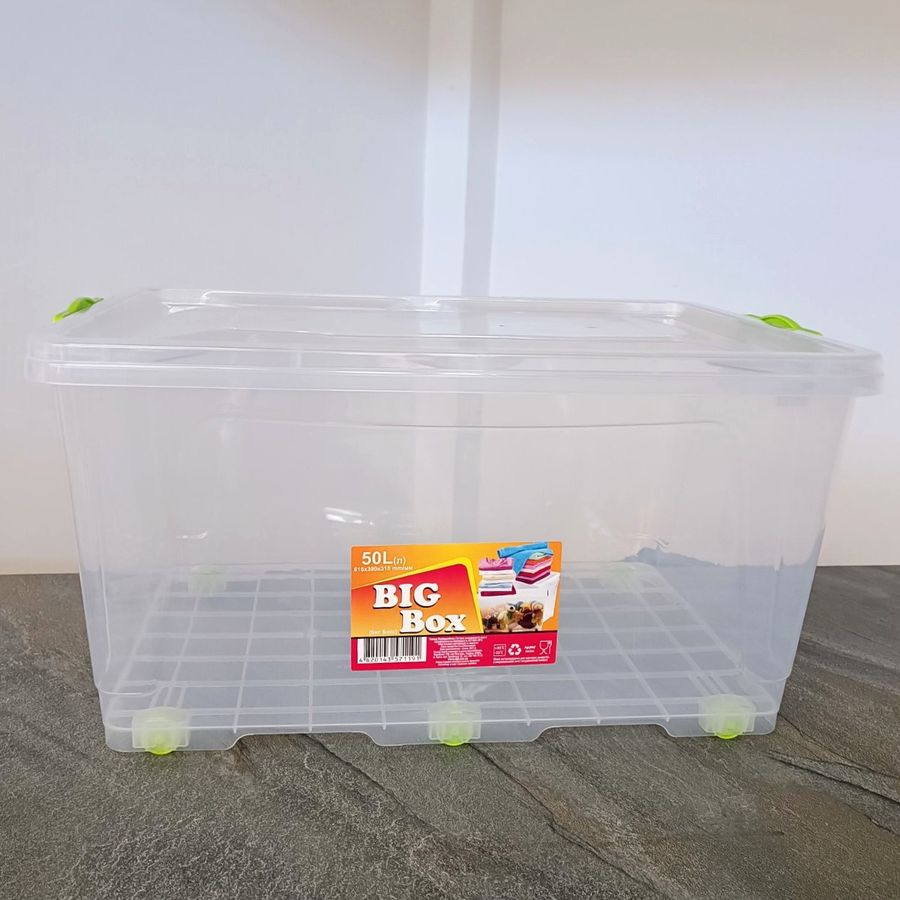 Высокий вместительный пластиковый пищевой контейнер на колесиках 50л , BIGBOX Ал-пластик Ал-Пластик