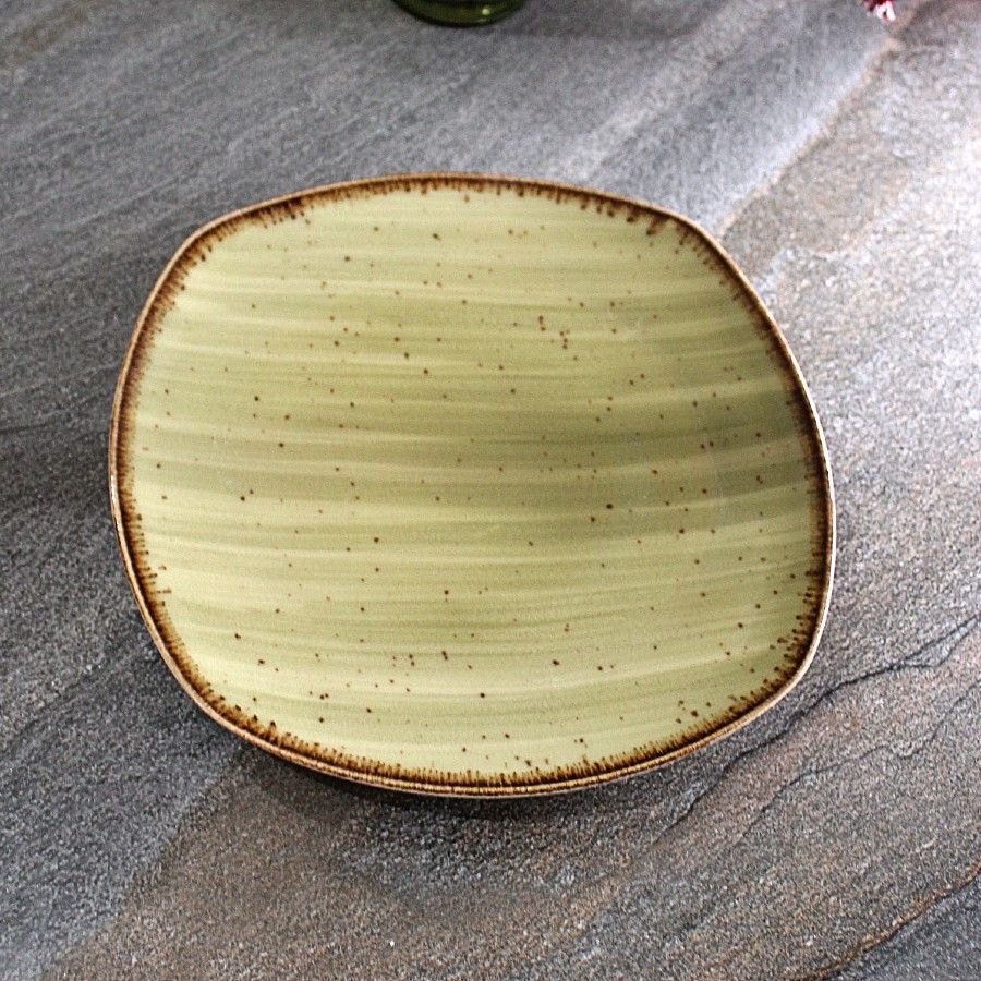Квадратная фарфоровая тарелка зеленая Kutahya Porselen "Corendon" 250 мм (GR3225) Kutahya Porselen