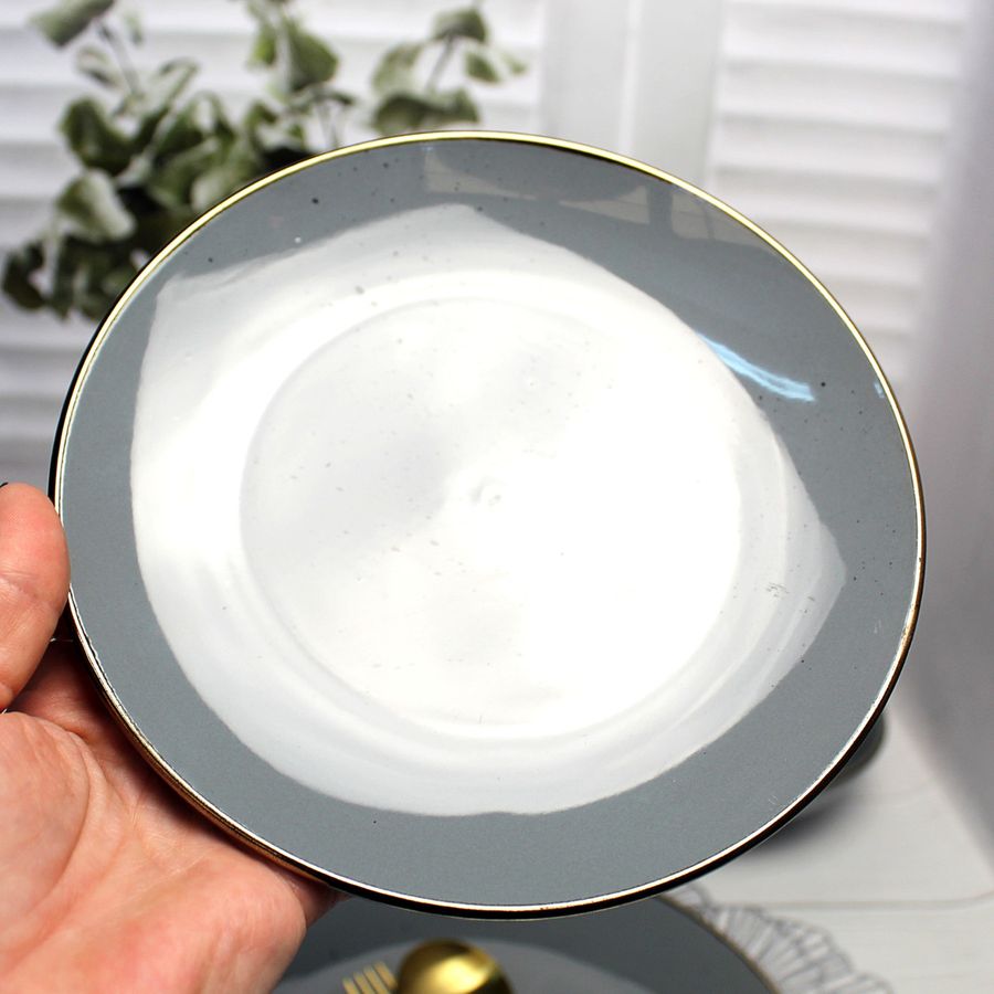 Серая персональная плоская тарелка 19 см Ardesto Bagheria Pastel Grey Ardesto