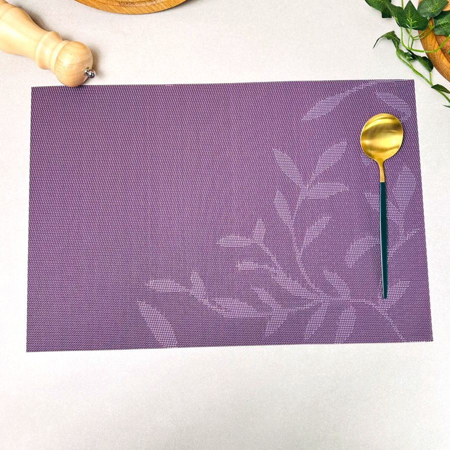 Фіолетова серветки-підкладка двостороння під тарілку з квітами 30х45см (13-Б) Hell