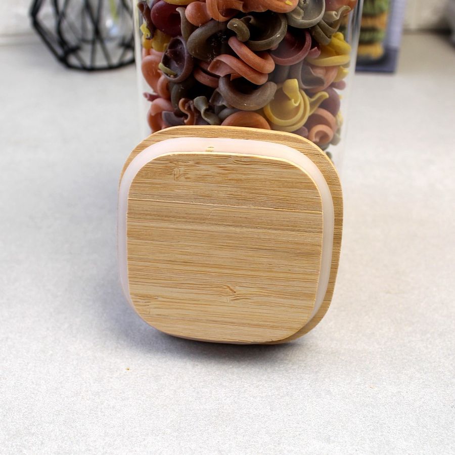 Скляна банка з бамбуковою кришкою для зберігання макаронних виробів 1000 мл Ardesto Fresh Ardesto