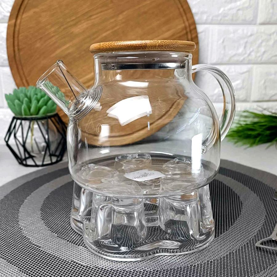 Скляний чайник для заварювання з підставкою для підігріву 0.8 л Ardesto Ardesto