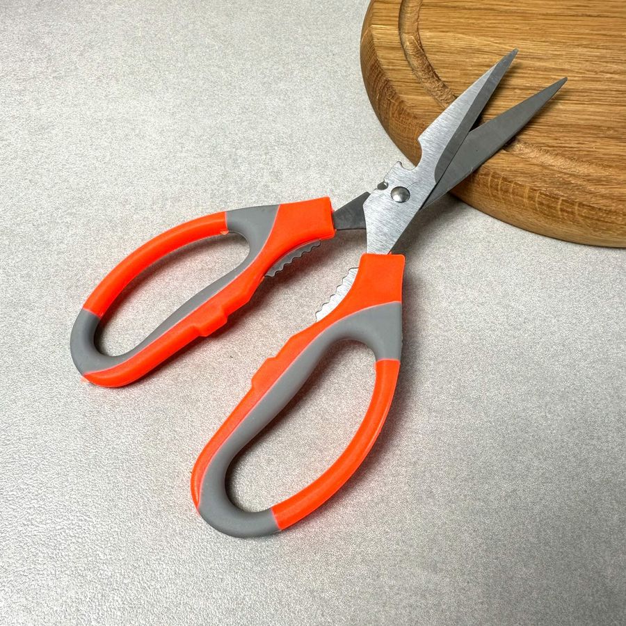 Ножницы кухонные с орехоколом и открывашкой (К-024) Оранжевые Без бренда