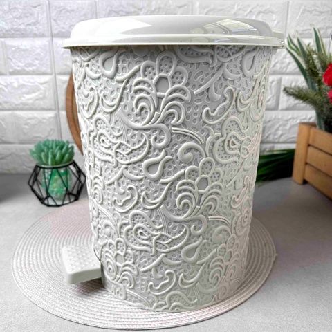 Бежевое двойное мусорное ведро 2в1 с педалью 11 л (2шт*5.5л), 325 Elif Elif Plastik