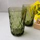 Високі смарагдові склянки в ромб з кольорового скла 6 шт 350 мл (6441/1)