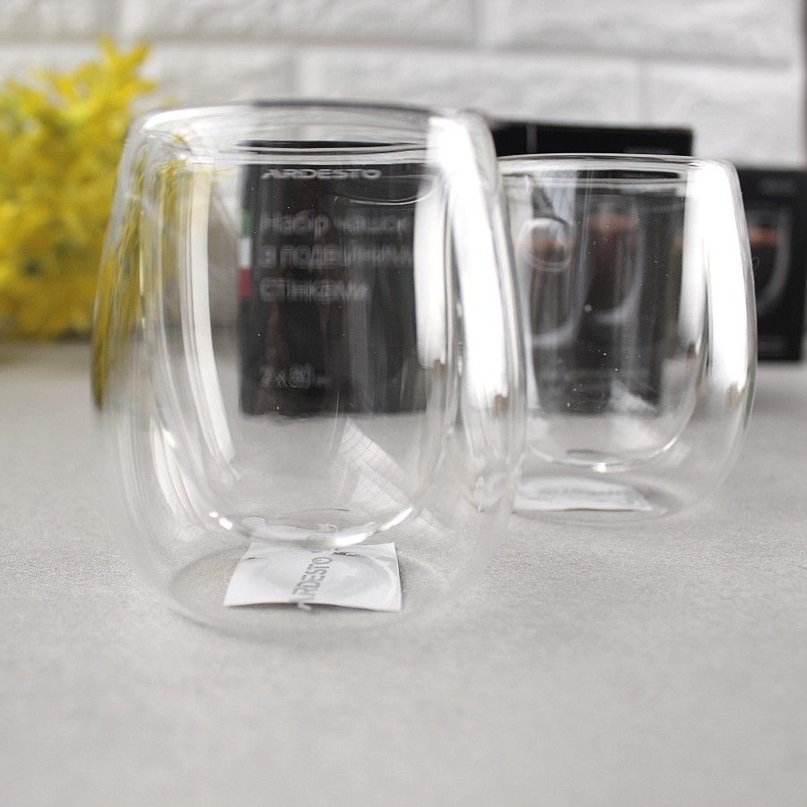 Набір склянок з подвійними стінками для еспресо Ardesto 80 мл 2 шт (AR2608G) Ardesto