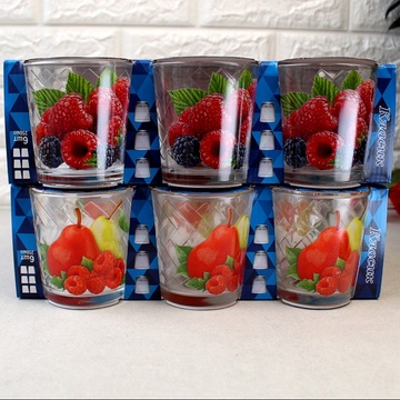 Набор низких стаканов с фруктовым орнаментом 6 шт 250 мл ОСЗ