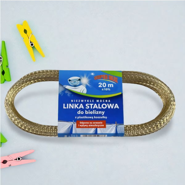 Металева мотузка для білизни в пластиковому кожусі 20м, Польща 460 Феникс