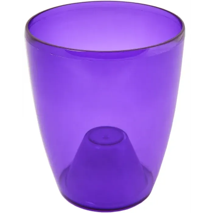 Високий фіолетовий вазон для орхідеї з прозорими стінками та зливом води 24 см. Алеана