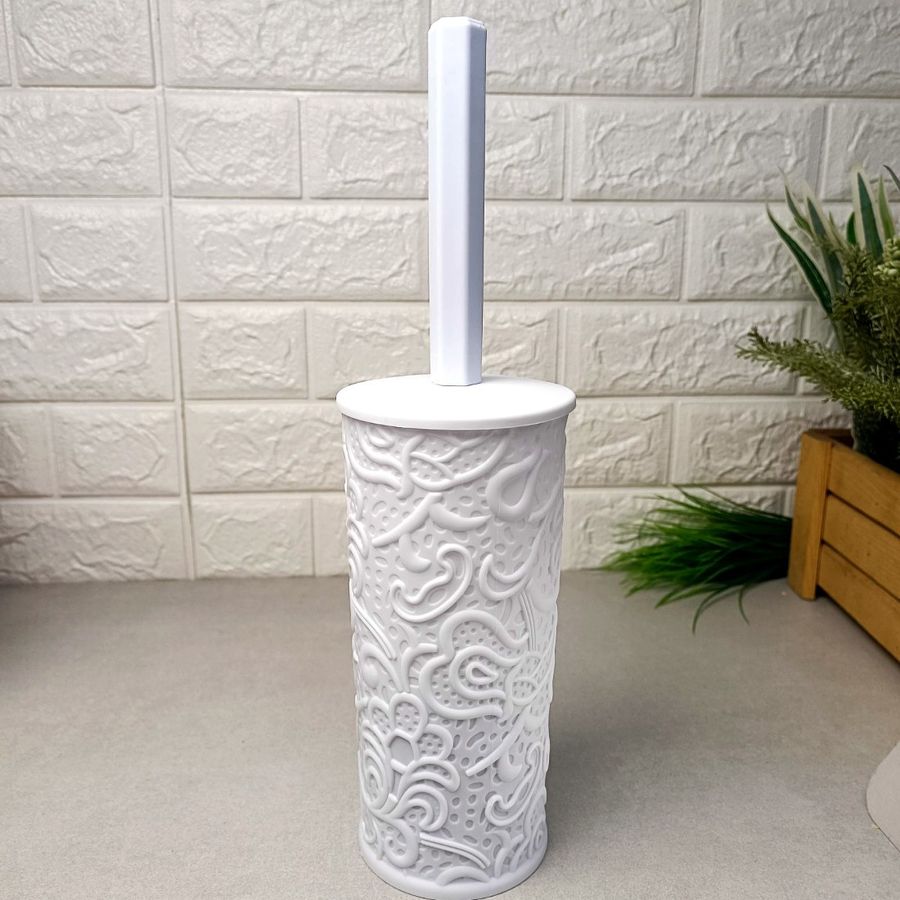 Білий туалетний йорж у підставці з рифленням "ажур", 379 Elif Elif Plastik