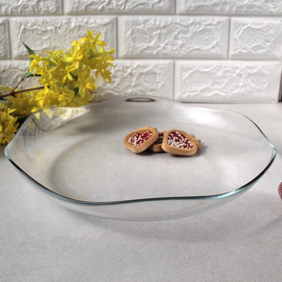 Плоске скляне блюдо з високими хвилястими бортиками Pasabahce Тоскана 30 см (10596) Pasabahce