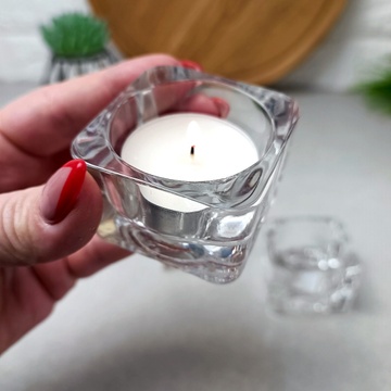 Скляний квадратний підсвічник зі свічкою UniGlass