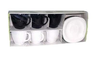 Чайний набір з квадратними блюдцями Luminarc CARINE White&Black 6х200 мл (D2371) Luminarc
