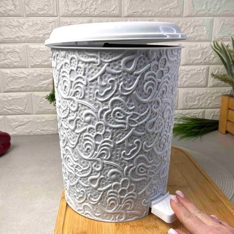 Белое ажурное мусорное ведро 2в1 с педалью 11 л (2шт*5.5л), 325 Elif Elif Plastik