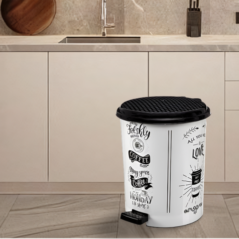 Белое педальное ведро 2в1 с рисунком 17 л (2шт*8.5л), 366 Elif белый кофе Elif Plastik