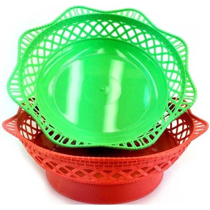 Мереживний круглий пластиковий кошик-фруктівниця 25.5 см Магия Пласт
