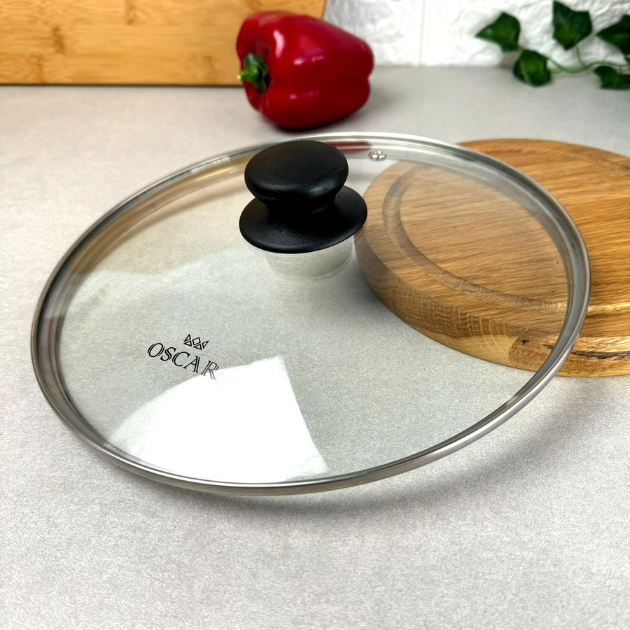 Велика універсальна скляна кришка 28 см для кухонного посуду з паровідведенням Hell