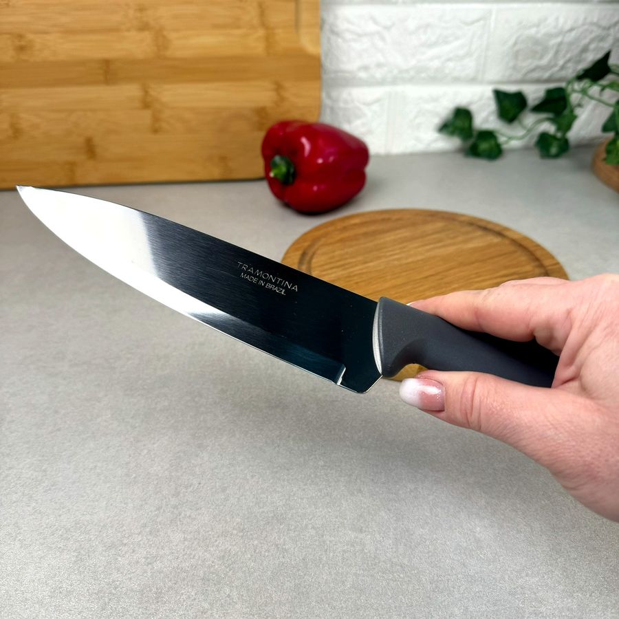 Нож кухонный для мяса 178 мм TRAMONTINA PLENUS grey (серая рукоять) Tramontina