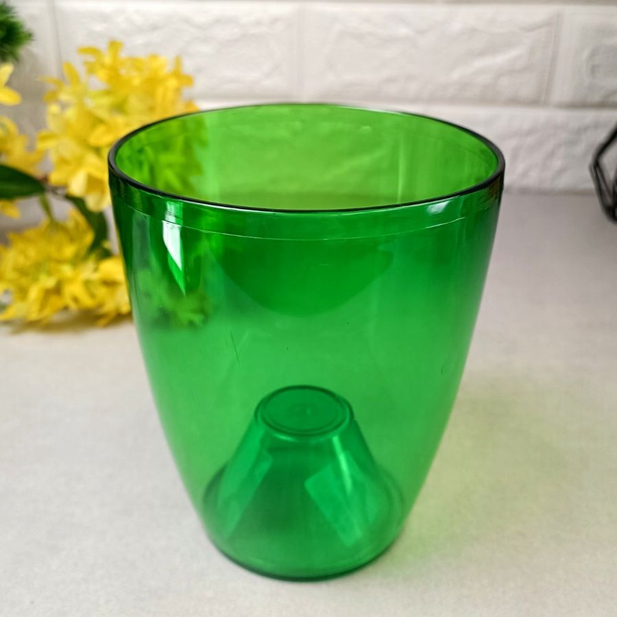 Зелений вазон для орхідей із світлопропускаючого пластику 14 см Алеана