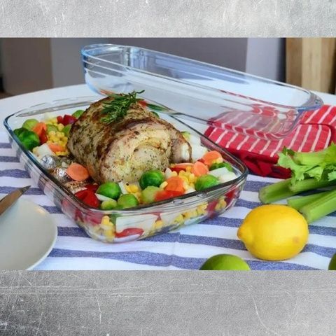 Каструля скляна 5,2 л (2.6 л + 2.6 л) прямокутна з кришкою Pyrex 555A000 Pyrex