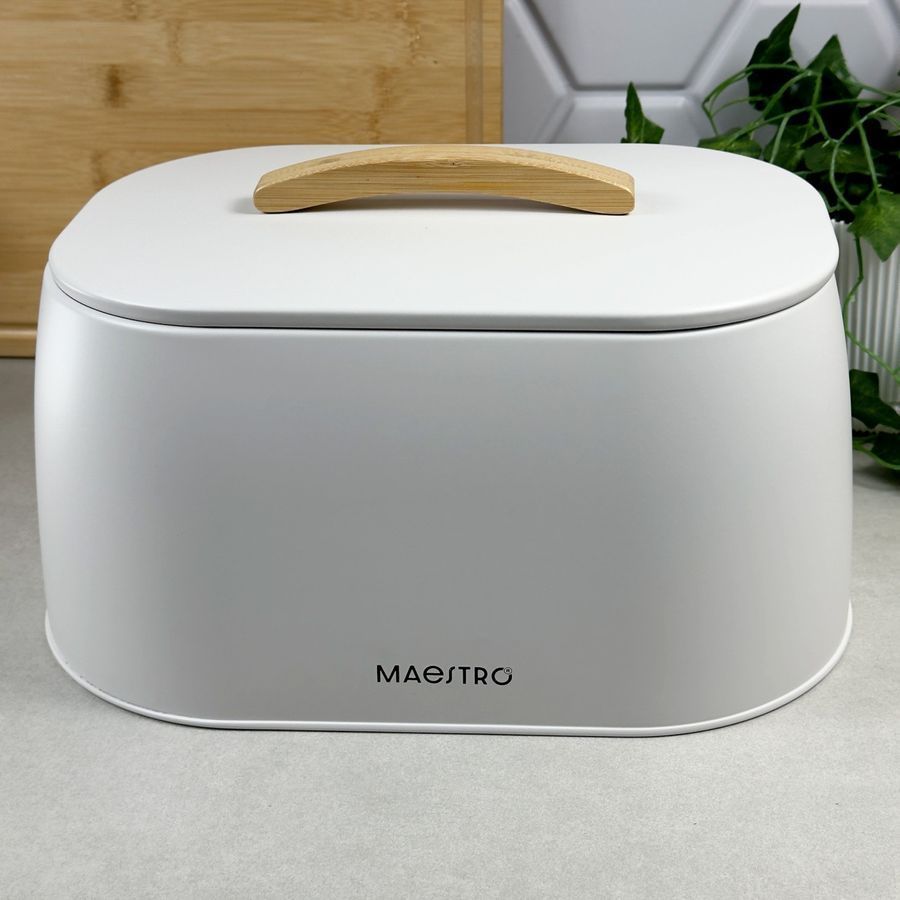 Хлібниця металева Maestro Classic 33,5&times;24&times;16,5 см біла MR-1675-WHITE Maestro