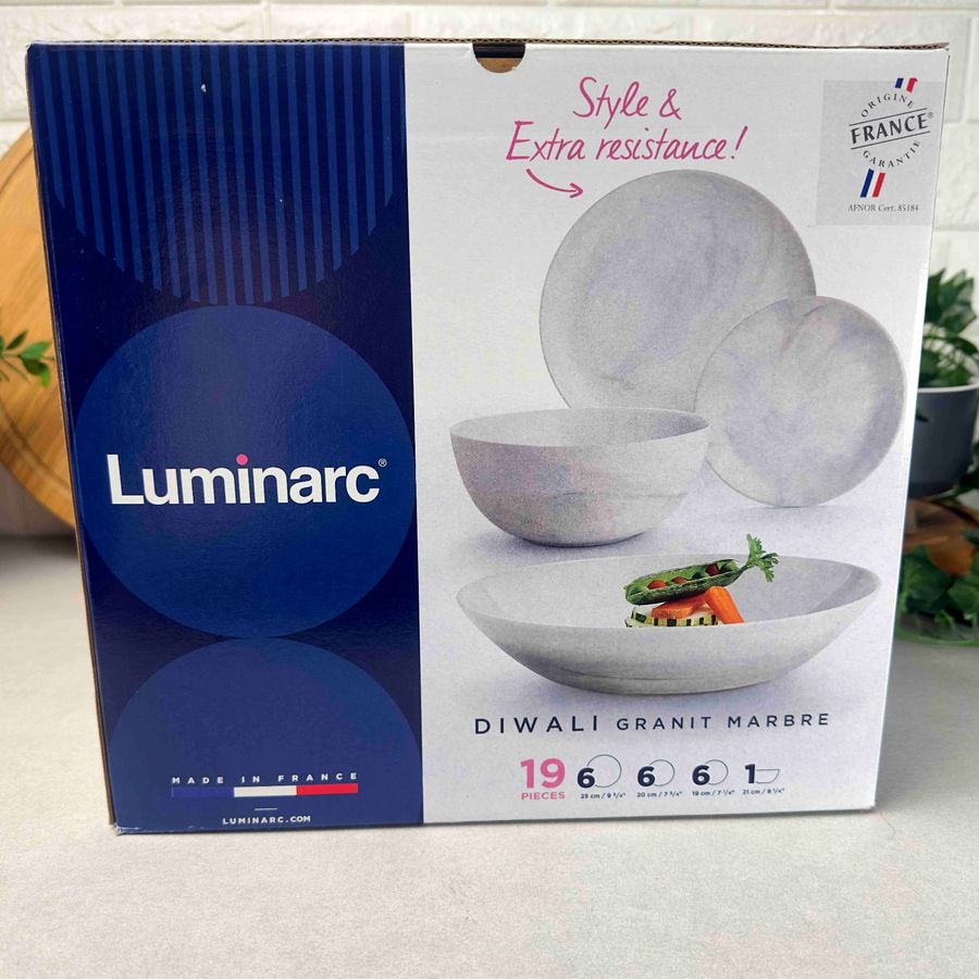 Гранітний столовий набір Luminarc Diwali Marble Granit 19 предметів (q0217) Luminarc
