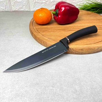 Черный кухонный нож 17.5 см с ручкой Soft-touch Oscar Grand Oscar