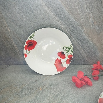 Тарелка круглая суповая полупорционная с красными маками 20.5 см (4335) Hell