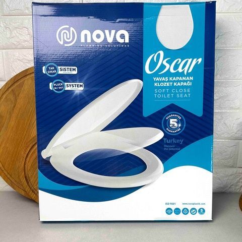 Біла кришка для унітазу, що вільнопадає, із сидінням OSCAR soft-close, біла NOVA