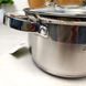 Кастрюля 2.1 л из нержавеющей стали с крышкой и полыми ручками
