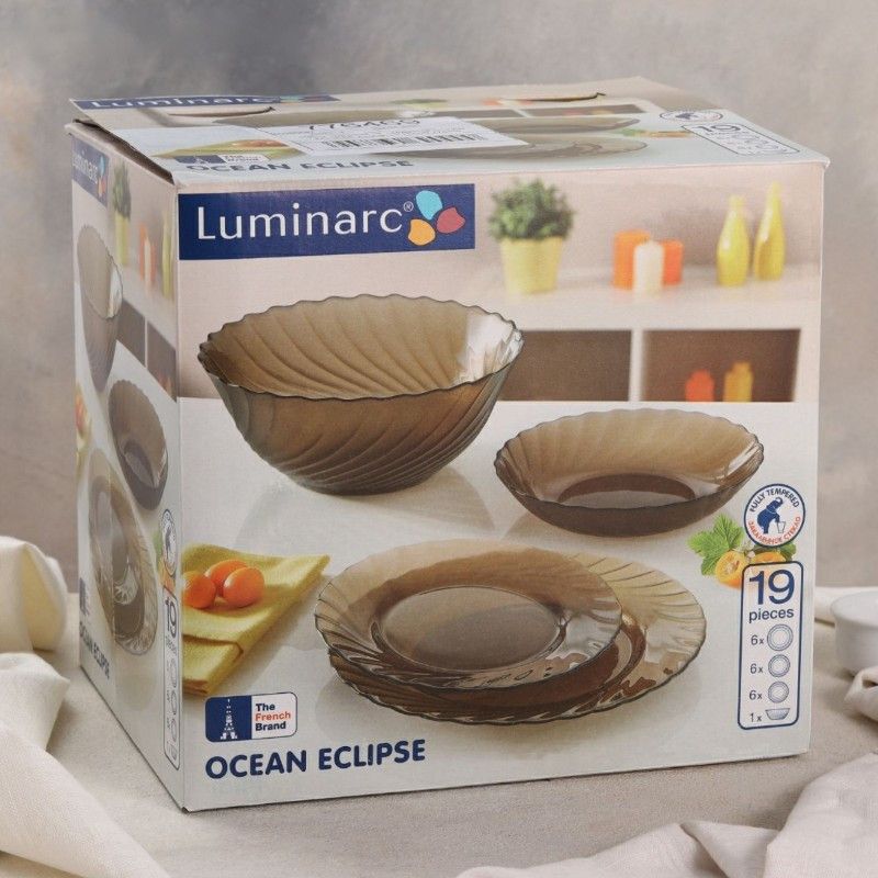 Набір столового посуду коричневого з супником Luminarc Ocean Eclipse 19 предметів (L5108) Luminarc