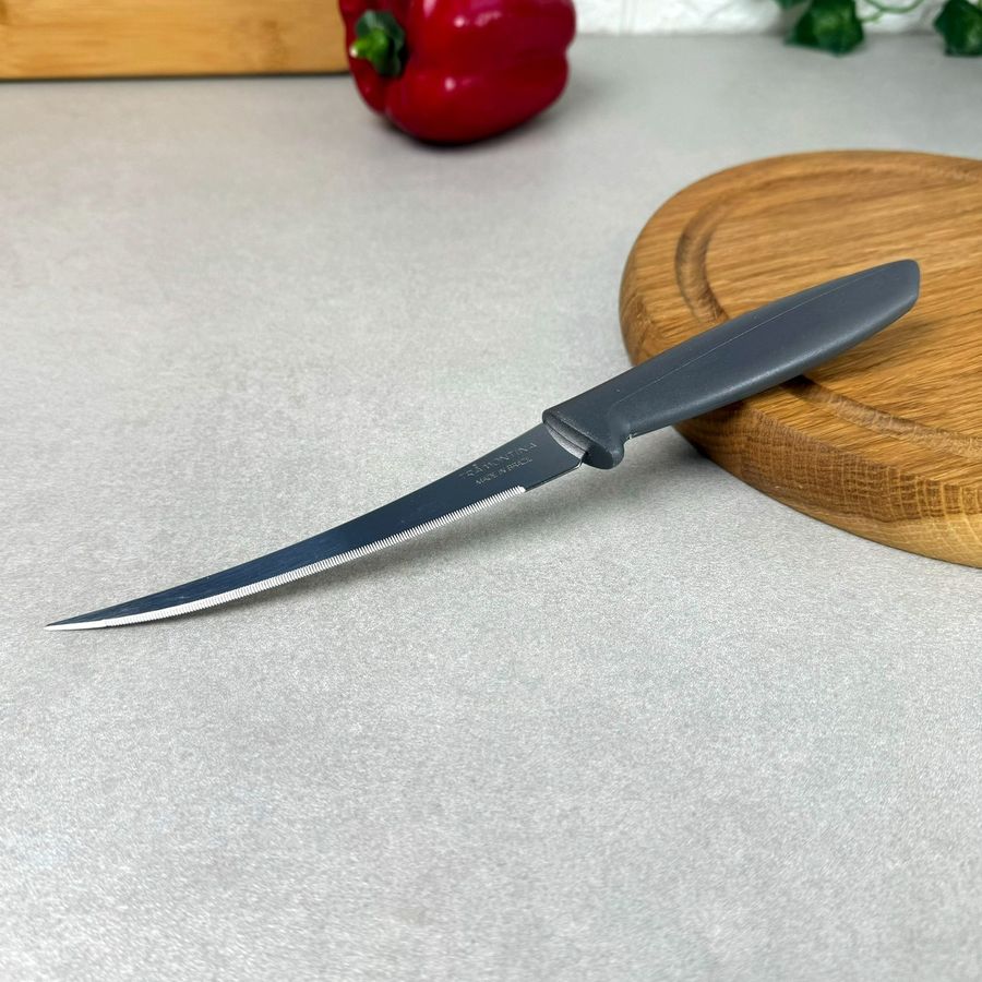 Длинный тонкий нож для томатов 127 мм TRAMONTINA PLENUS grey (серая рукоять) Tramontina