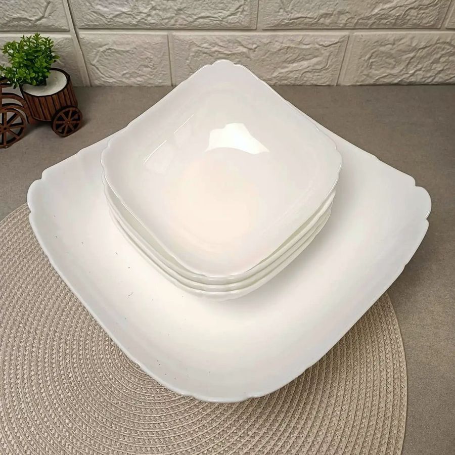 Білий квадратний посуд Luminarc Lotusia 5 предметів Luminarc