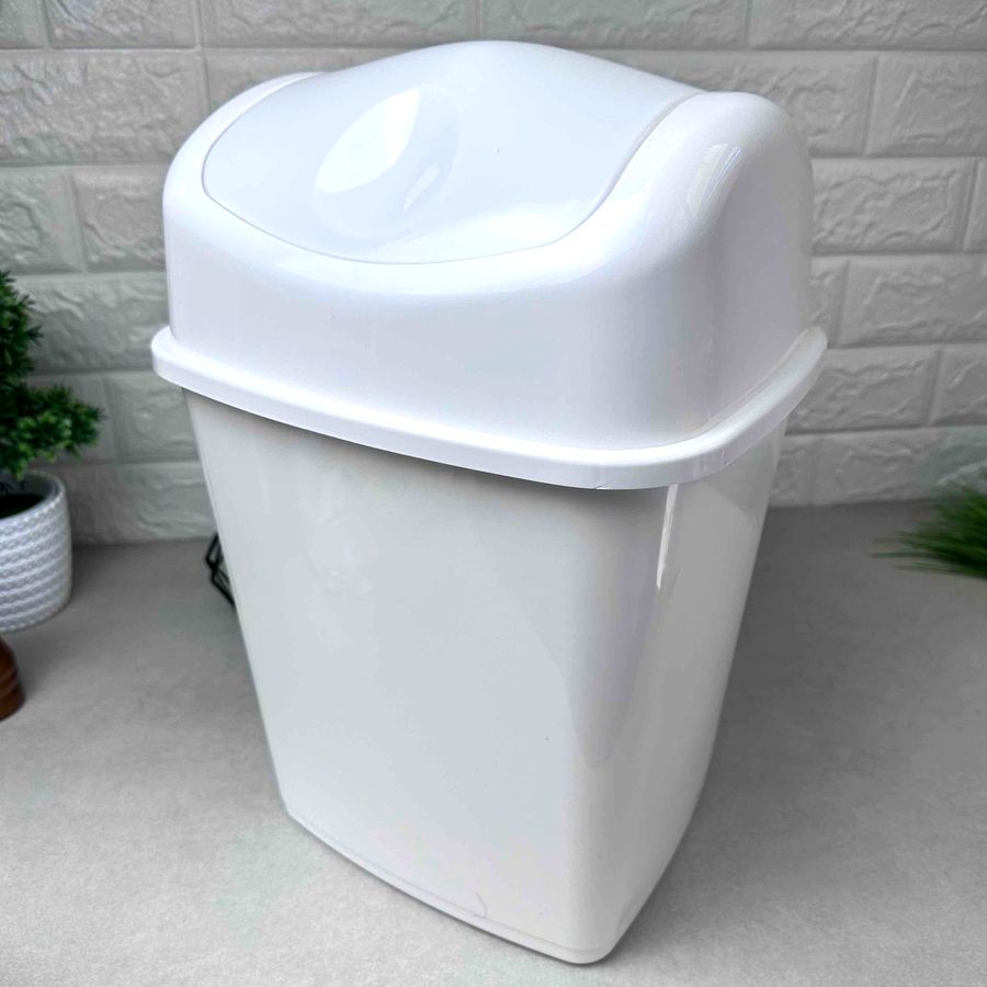 Белое мусорное ведро с поворотной крышкой 14 л для ванной комнаты Craft